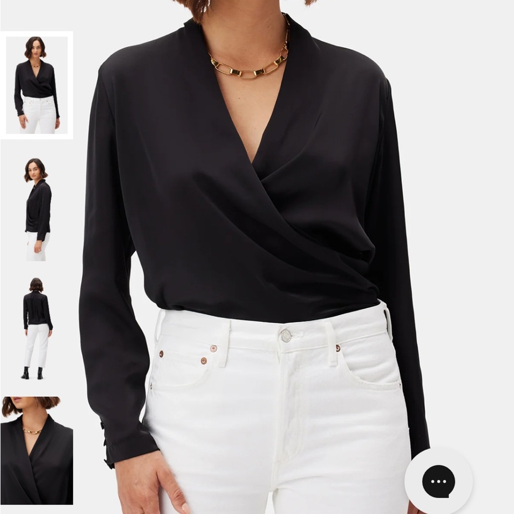 Amour Vert Calais Silky Wrap Top in Black, NWT